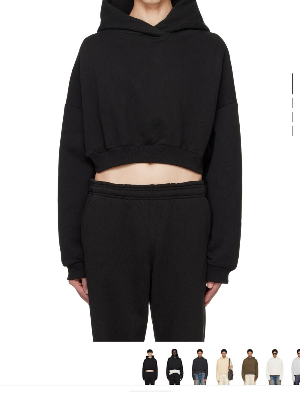 Men's Cropped Black Hoodie Sweatshirt - Classic Pullover